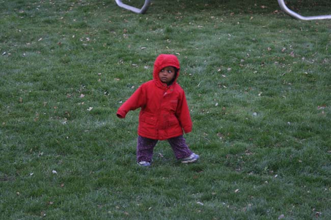 Girl in a red coat